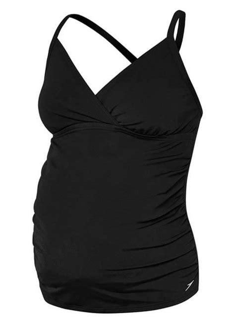 Black Ruched Maternity Tankini Top By Speedo