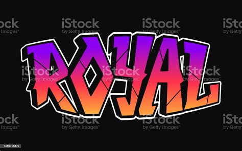 Royal Word Trippy Psychedelic Graffiti Style Lettersvector Hand Drawn