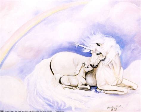 Details About Unicorn Mother And Foal In Pastel Colors 10x8 In