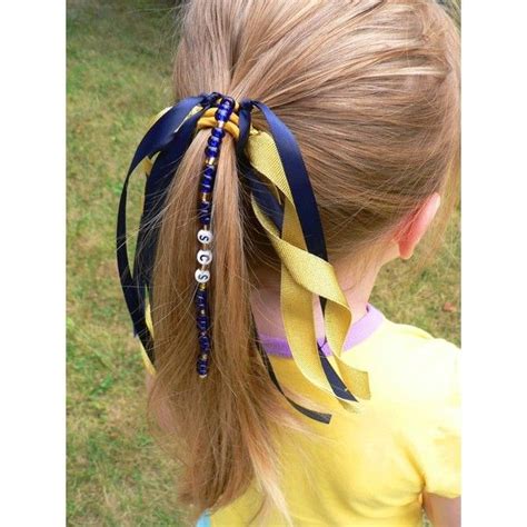 Personalized Ponytail Holder Ribbon Hair Tie Bow Name Sports Team