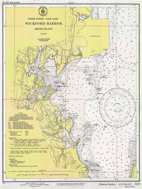 Historic Nautical Map Wickford Harbor Rhode Island 1942 Noaa Chart