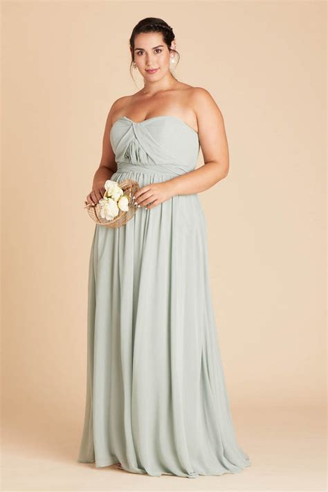 Grace Plus Size Convertible Chiffon Bridesmaid Dress In Sage Birdy Grey
