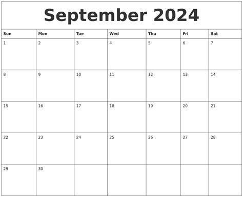 October 2024 Large Printable Calendar