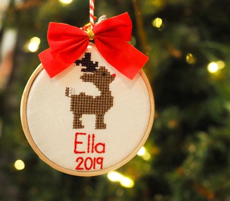cross stitch ornaments personalized for christmas