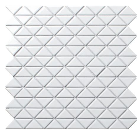 Zip Connection 1 Pure White Glossy Triangle Mosaic Tile Designs Ant