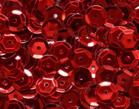 Red Cupped Metallic Sequins 5mm And 8mm