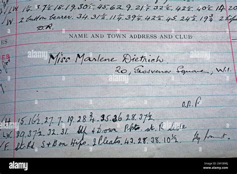 Historical order book with famous costumer Marlene Dietrich at Anderson