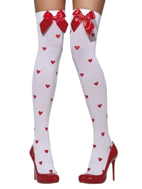 thigh high stockings red white heart w bow gotcha covered party supplies