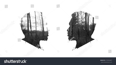 Vector Double Exposure Illustration Man Silhouette Plus Abstract