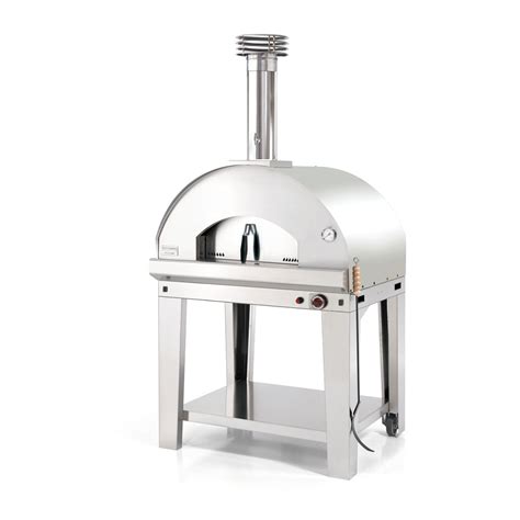 Fontana Mangiafuoco Gas Hybrid Pizza Oven With Trolley Stainless Steel