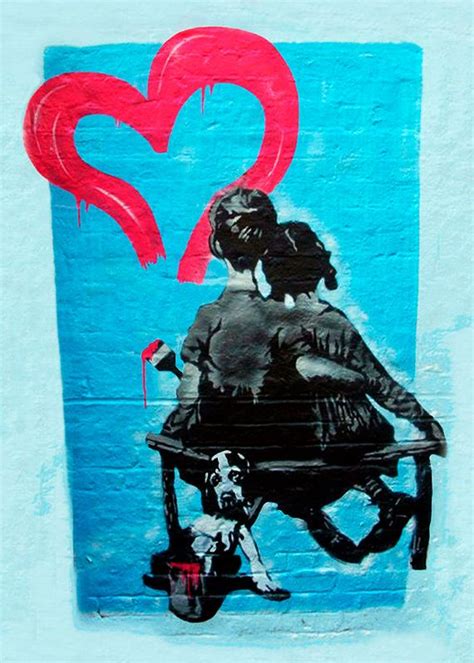 Banksy Canvas First Love Red Heart Street Art Graffiti Premium Etsy