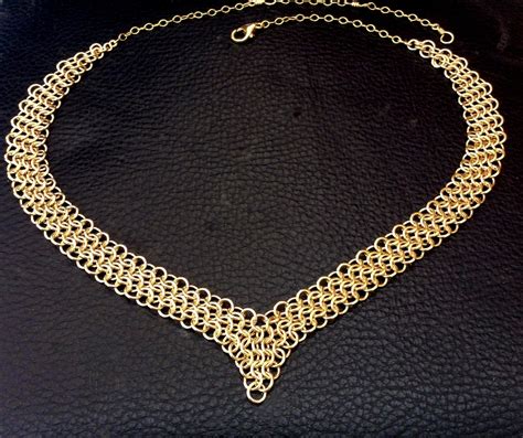 Gold Filled Chainmail Necklace Gold Mesh Necklace Gold