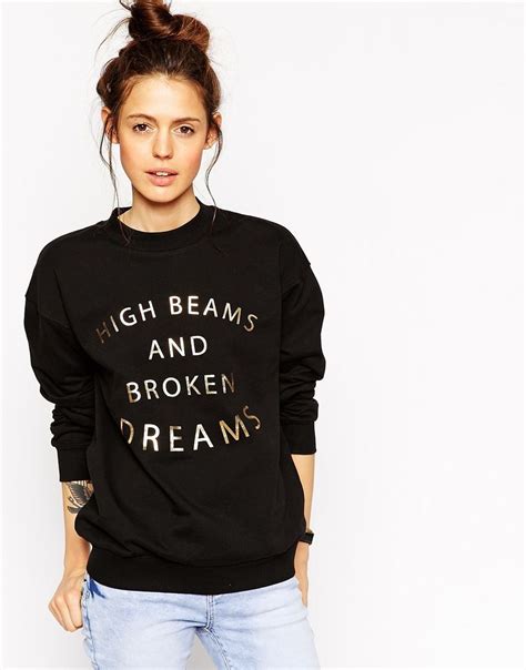 Image 1 Of Asos Sweatshirt With High Beams And Broken Dreams Print