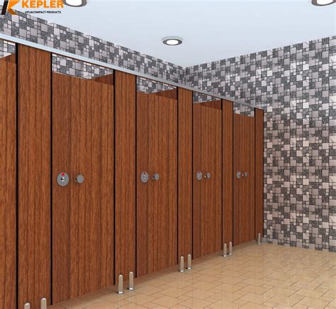 Kepler Phenolic Woodgrain Board Toilet Partition Compact Bathroom