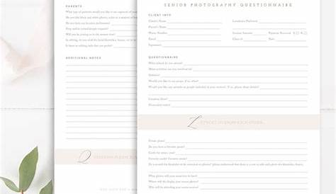 Editable Senior Photography Questionnaire Photography | Etsy in 2020