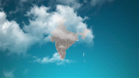 India Country Map With Zoom In Realistic Clouds Fly Through Camera