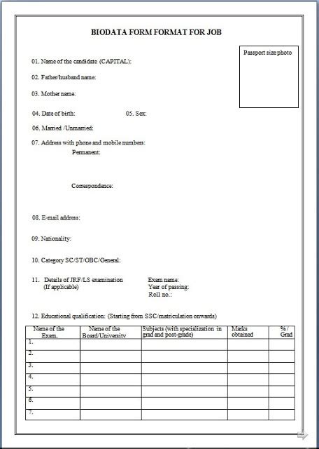 Biodata format for job (created via cakeresume). Biodata Format For Job Application - Download Sample Biodata Form