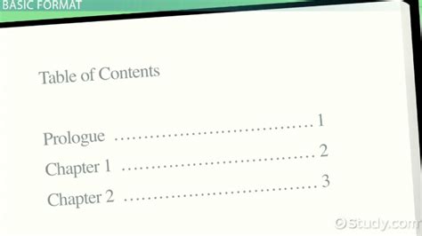 Table Of Contents Examples And Format Video And Lesson Transcript