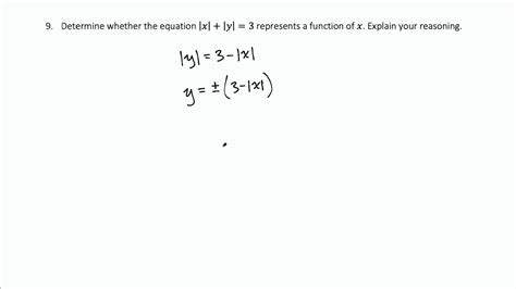 Determine Whether An Equation Defines Y As A Function Of X Youtube