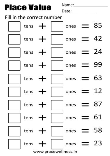 First Grade Tens And Ones Worksheet Pdf Free Printable Place Value