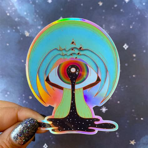 Psychedelic Mushroom Weatherproof Holographic Vinyl Sticker Etsy