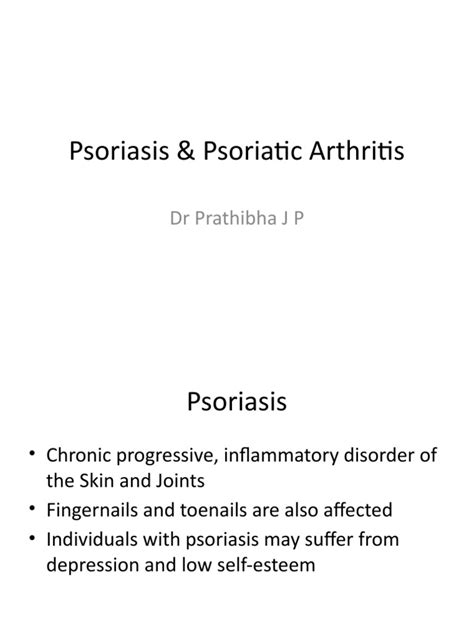 Psoriasis And Psoriatic Arthritis Dr Prathibha J P Pdf Psoriasis