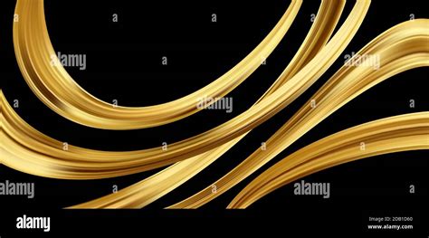 Gold 3d Wave On Black Background Abstract Motion Modern Illustration