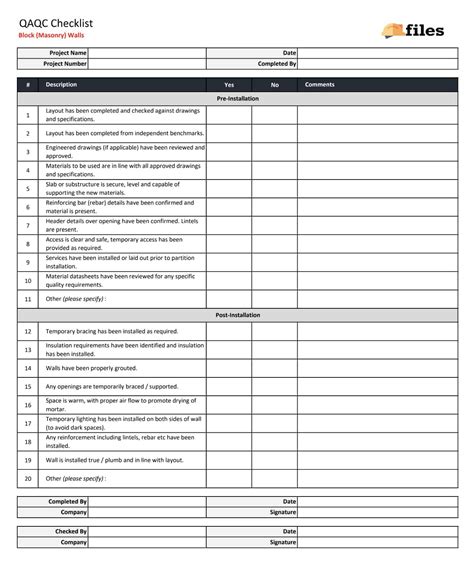 Quality Control Checklist Template Checklists Ensure Quality At All
