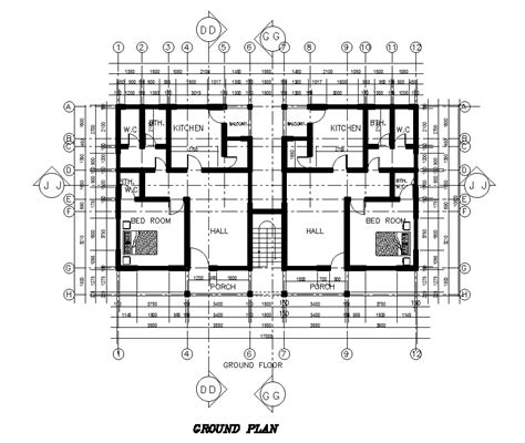 X M Ground Floor Twin House Plan Is Given In This Autocad Drawing File This Is G House