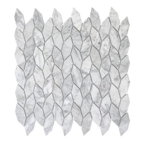 1225x125 Leaf Pattern Carrara Marble Waterjet Mosaic Tile
