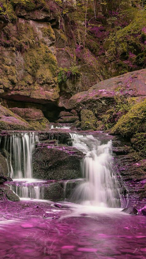 Pink Waterfall Beautiful Waterfalls Beautiful Landscapes Scenic