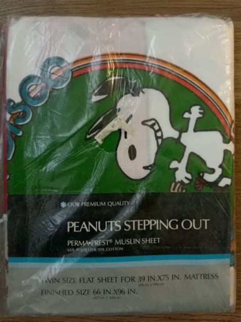 Vintage Snoopy Sheets Peanuts Stepping Out Twin Size Flat Usa Made