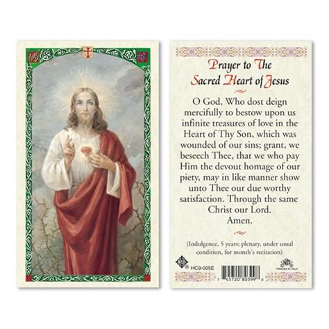 Prayer To The Sacred Heart Of Jesus Laminated Prayer Card Discount