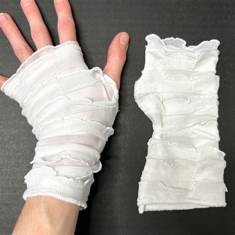 Womens White Mummy Gloves Zombie Cosplay Costume Ghost Outfit Ruffle