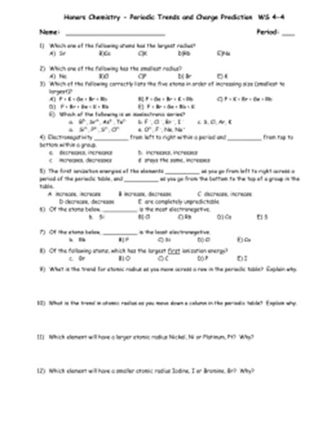 Start studying periodic trends quiz. Periodic trends ch 5 worksheet answers