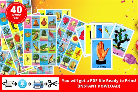 Mexican Loteria Game Cards For Download And Print To Play At Etsy