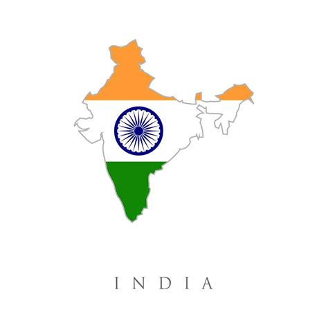 Vector Map Of India Filled With The Flag Of The Country Isolated On