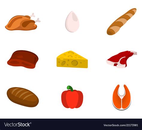 Set Of Animal Source Foods Cartoon Royalty Free Vector Image