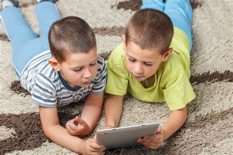 Children Using Electronic Tablet Stock Image Image Of People Cute