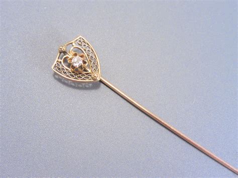 Antique Vintage 10k Gold Diamond Stick Pin Estate Jewelry Etsy Estate Jewelry Gold Diamond