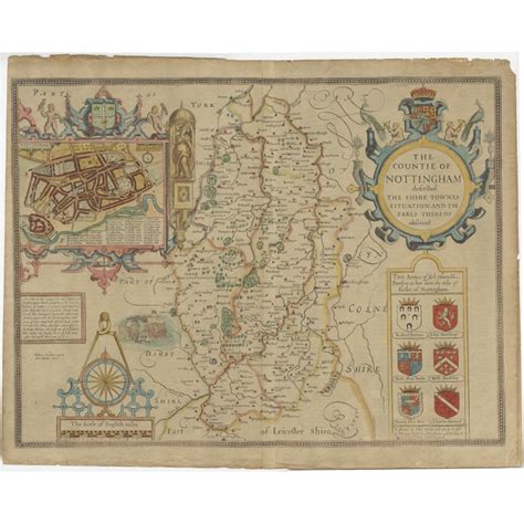 Antique Map Of Nottinghamshire By Speed 1676