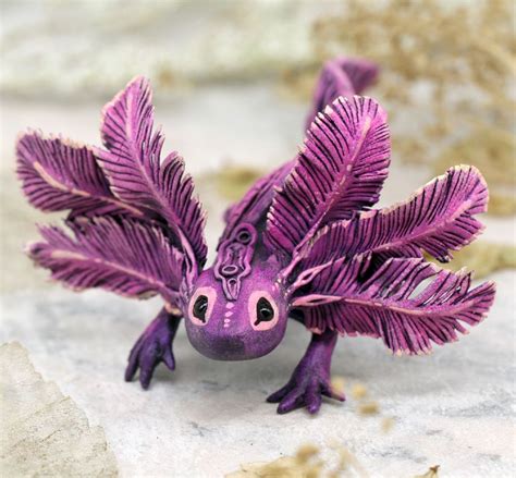 Cute Axolotl Miniature By Evgeny Hontor Sculpture Clay Creature