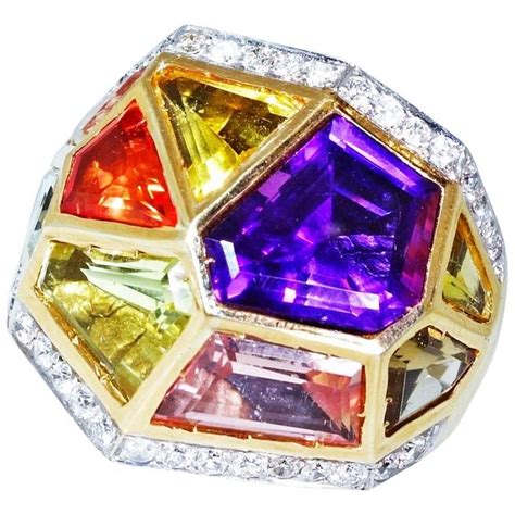 Multi Gem Diamond Gold Ring For Sale At 1stdibs