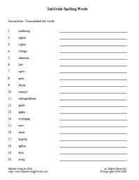 basic handwriting  kids manuscript vocabulary words