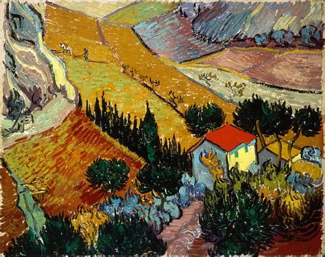 Gogh Vincent Van Landscape With House And Ploughman Painting By