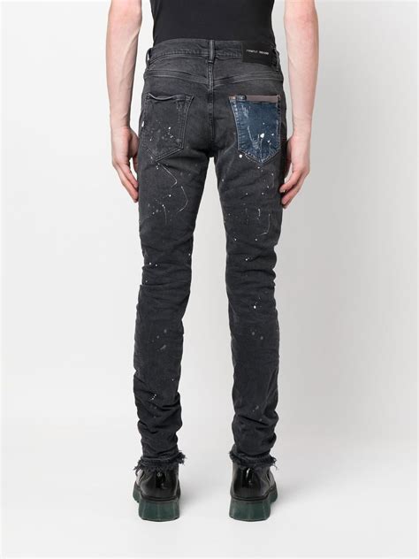 Purple Brand Paint Splatter Detail Skinny Jeans In Blue ModeSens