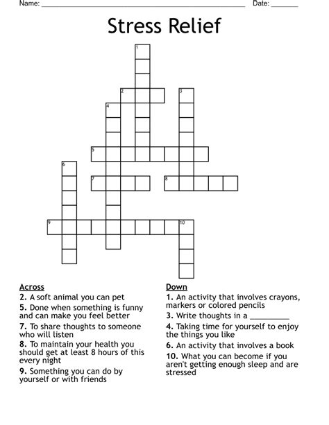 Coping Skills Crossword Wordmint