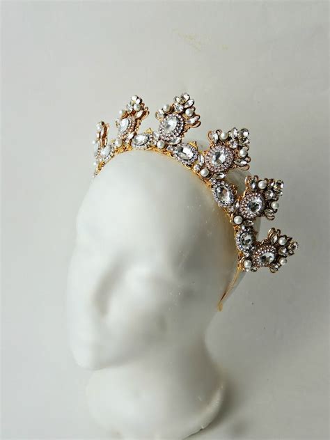 Crown Tiara Baroque Headband Princess Diana Gold Color Etsy