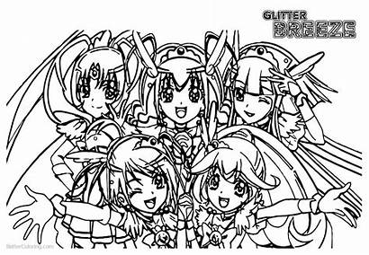 Glitter Force Coloring Pages Precure Five Printable