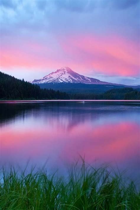 Pink Mountain Sunset Beautiful Places Scenery Landscape